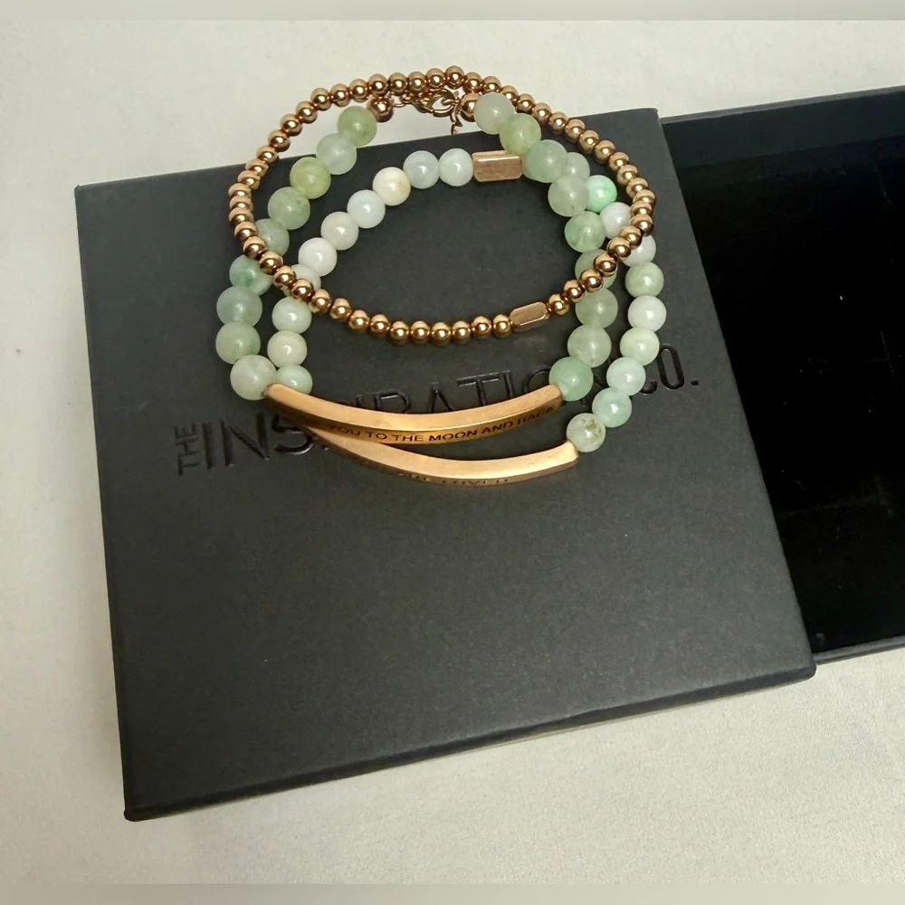 The Inspirational Co. Bracelet Set with Green and Gold Beads - Picture 2 of 4